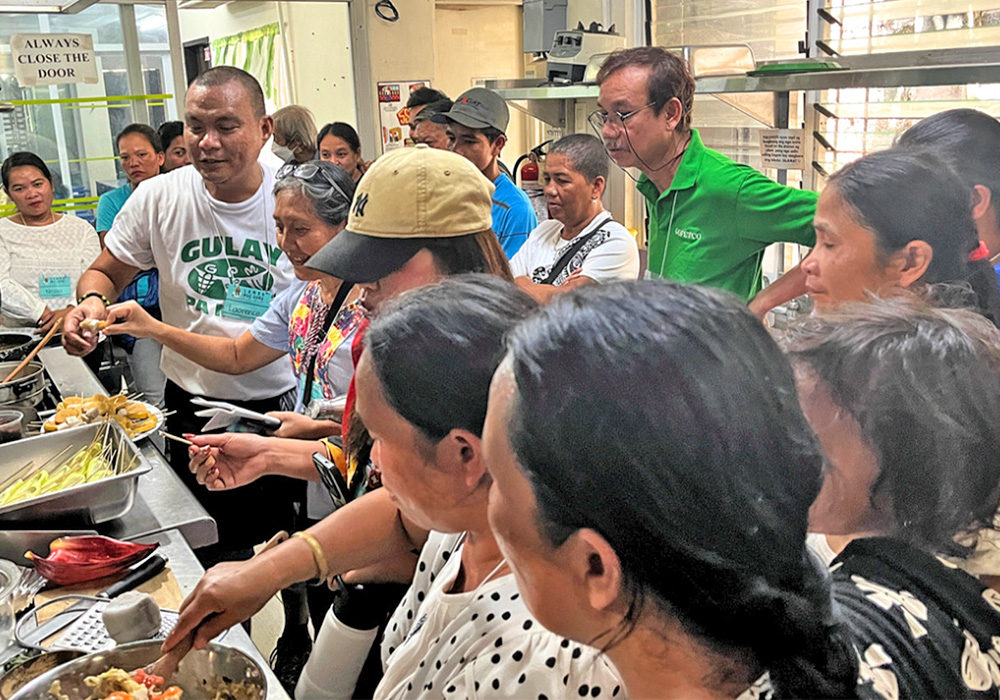 Participants taking part in the cooking demonstration